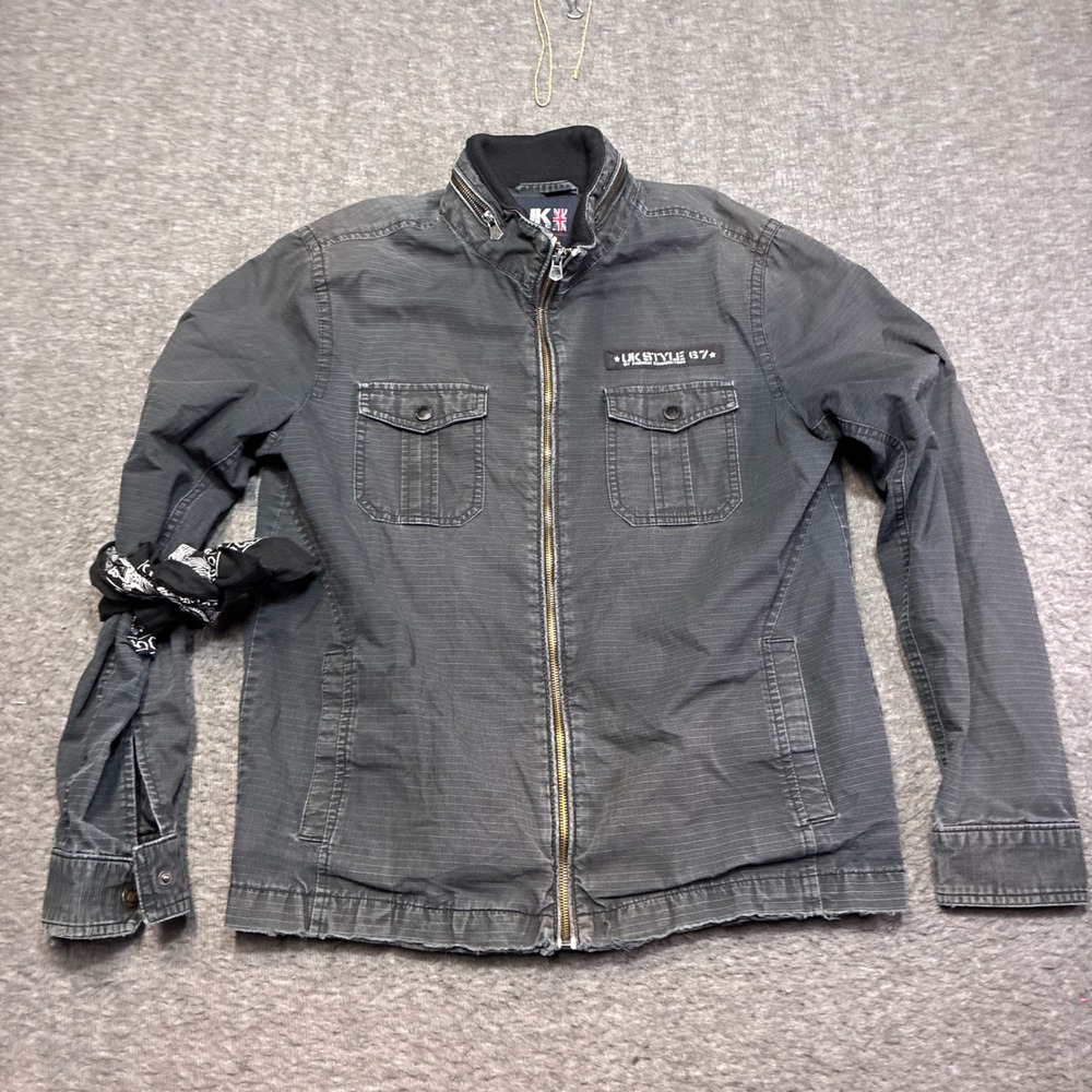 French Connection UK Style‎ 67 Jacket Mens Medium Gray Full Zip Utility Ripstop